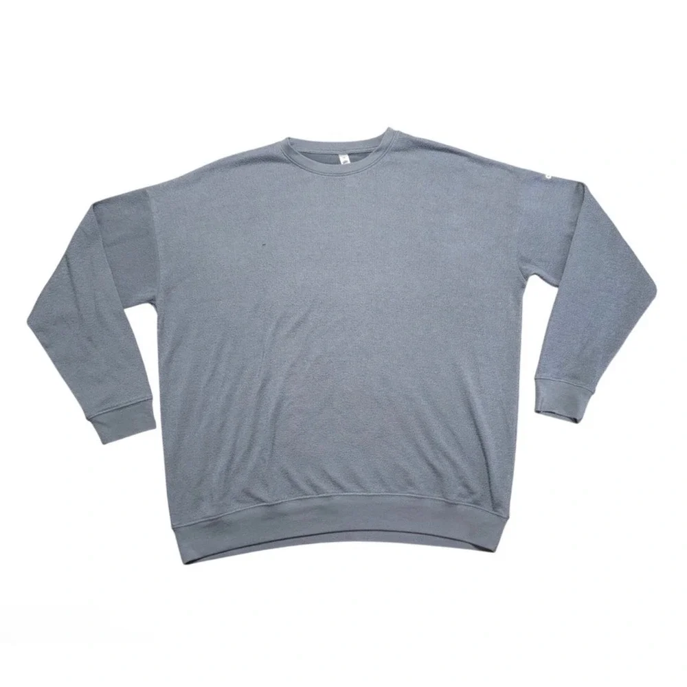 Alo Yoga Soho Sweatshirt Jogger Set Women Medium Blue Grey Good Lounge